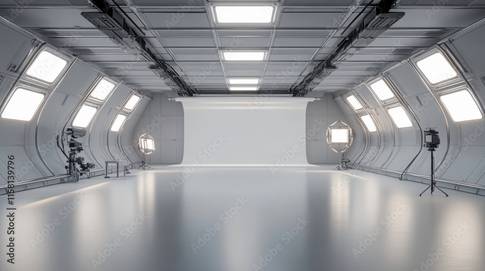 Naklejka premium High-Tech Warehouse Studio with Clean Backdrop