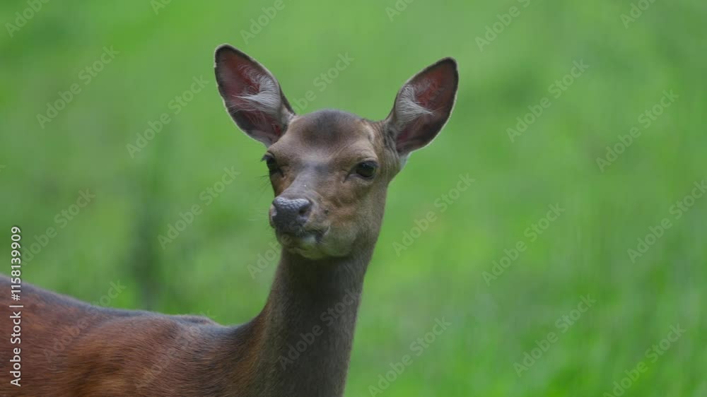 Roe deer, capreolus capreolus, forages and looks around. Roe deer, capreolus capreolus, forages and looks around.