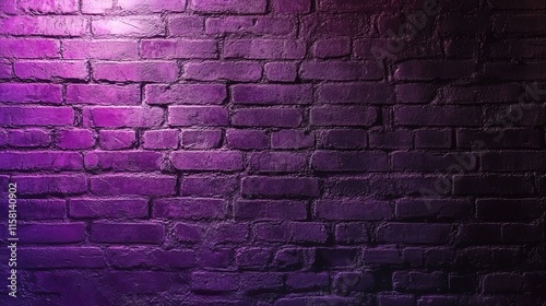 Illuminated purple brick wall texture background.
