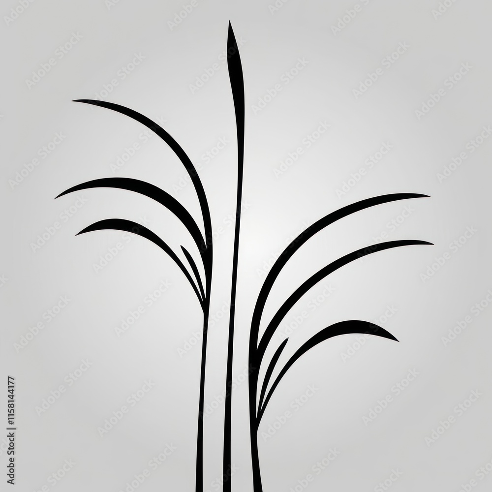 Abstract Black Line Art Grass Plant Design Abstract Black Line Art Grass Plant Design