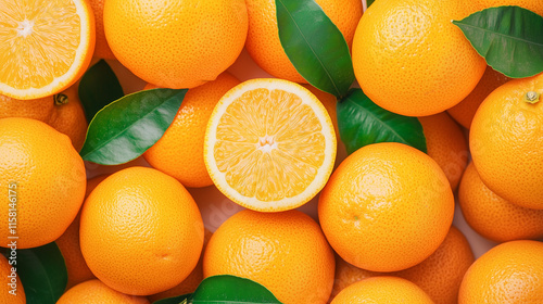 Juicy Oranges with Green Le...
