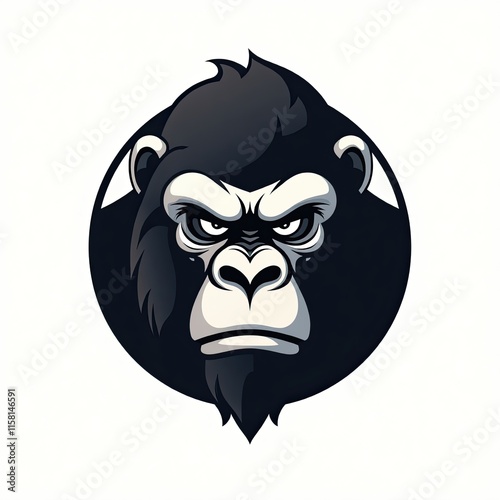 Detailed vector illustration of gorilla head with white background 