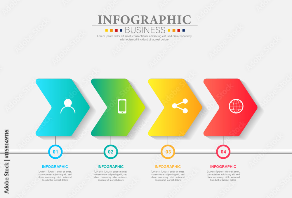 Business Infographic template. Thin line design with icons and 4 options or steps.