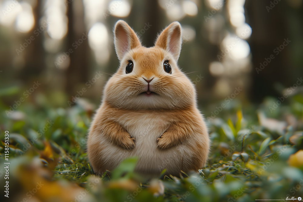 Fototapeta premium very overweight female rabbit in the Australian forest