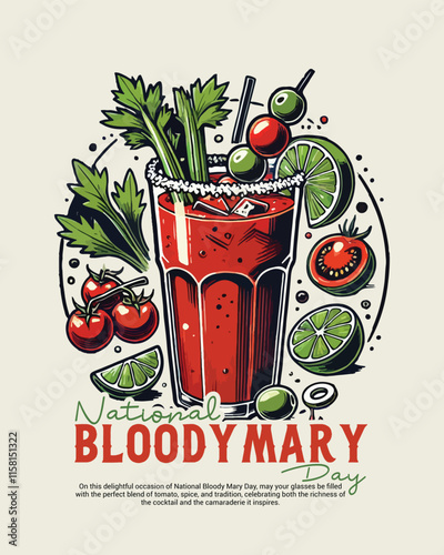 National Bloody Mary Day on January 1st social media post banner template