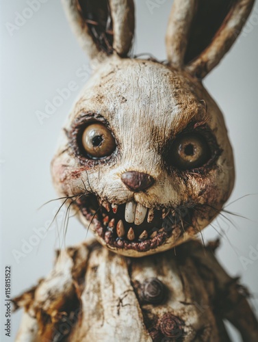 Creepy Crafted Rabbit Doll: A Disturbingly Detailed Artwork photo
