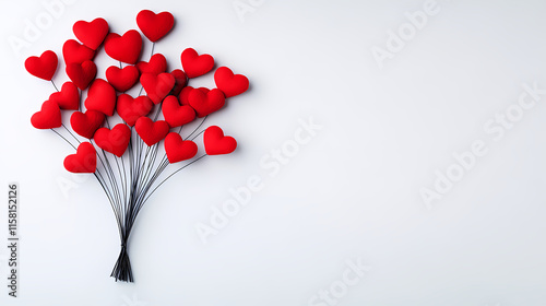 vibrant bouquet of red hearts on minimalist background, perfect for Valentine Day celebrations, conveying love and affection