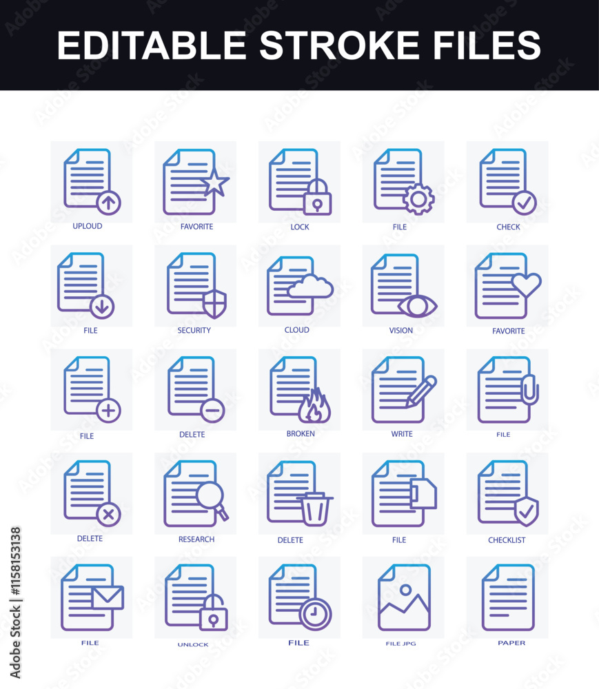 Editable Stroke Files Gradien 25 icon Collections	