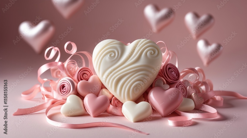 a delicate creamywhite heartshaped chocolate a delicate creamywhite heartshaped chocolate