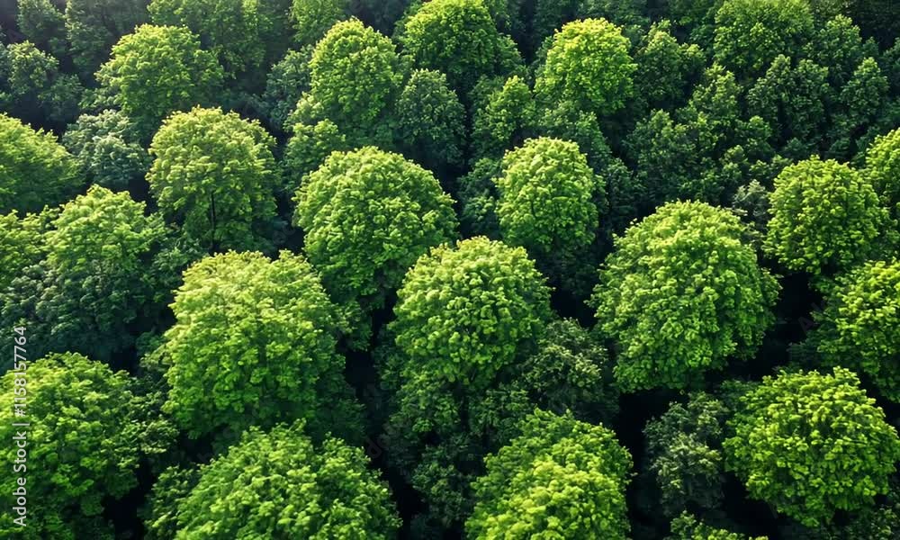 Aerial view of lush green trees forming a vibrant forest canopy. Aerial view of lush green trees forming a vibrant forest canopy.