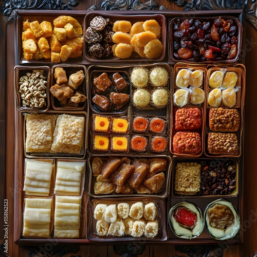 Food gifts for Eid al-Fitr, Islamic food and snacks typical of Islamic countries photo