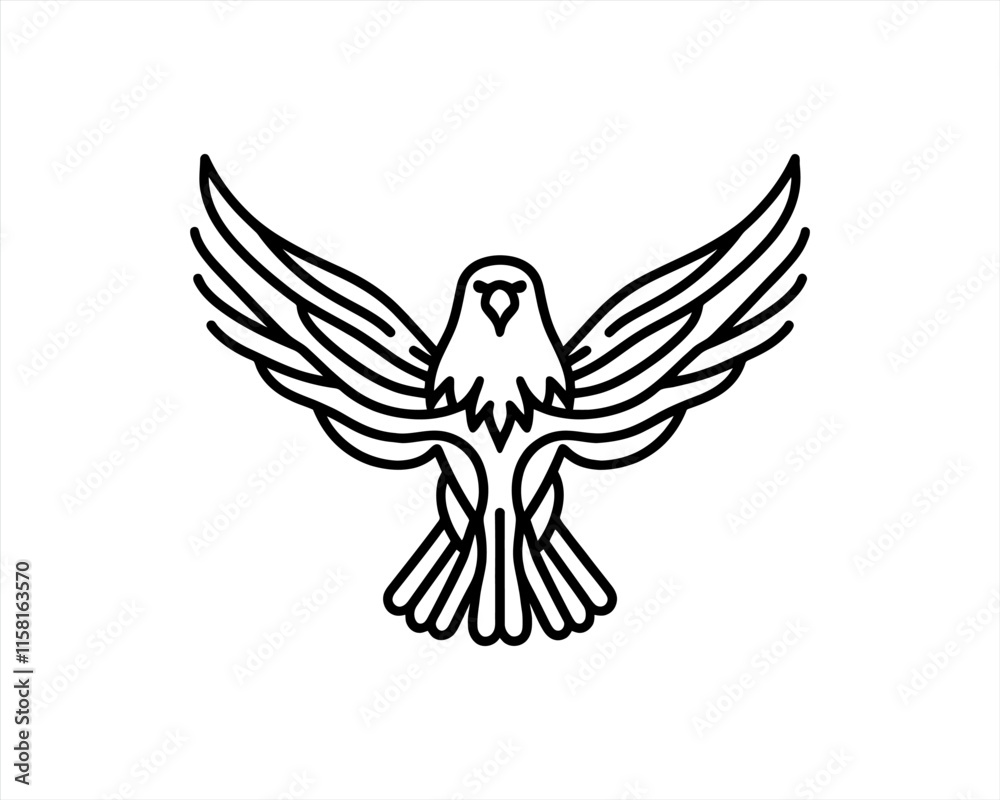 Fototapeta premium Eagle Logo Design Vector Template. Black and white silhouette eagle vector illustration.