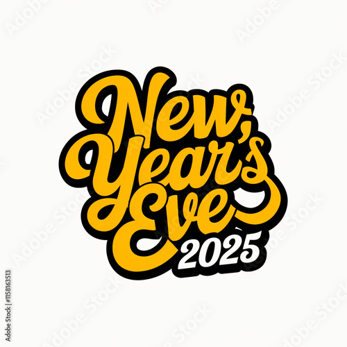 New Year's Eve 2025 NYE - Happy New Year - Celebration - Logo Icon Social Media Post Marketing - Square White Background