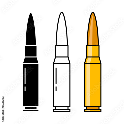 Vector Cartoon Bullet Flat Design Illustration