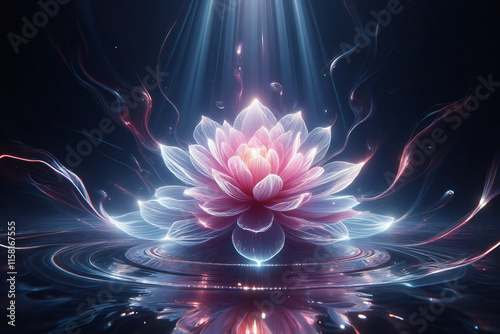 Meditation with blooming lotus background