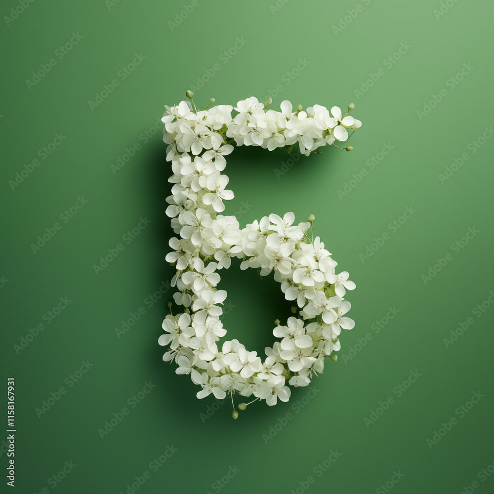 Number 5 White Flowers Green Background Floral Number Spring Flowers Nature Photography Number 5 White Flowers Green Background Floral Number Spring Flowers Nature Photography