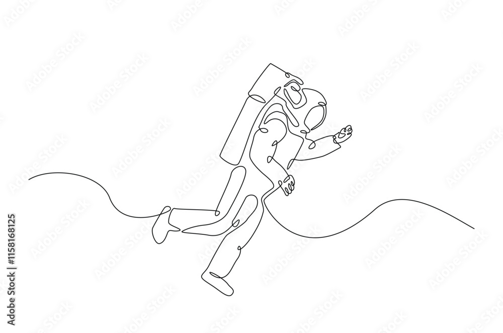 Astronaut in continuous one line drawing. construction Line art illustration of spaceman. Editable vector. Astronaut in continuous one line drawing. construction Line art illustration of spaceman. Editable vector.
