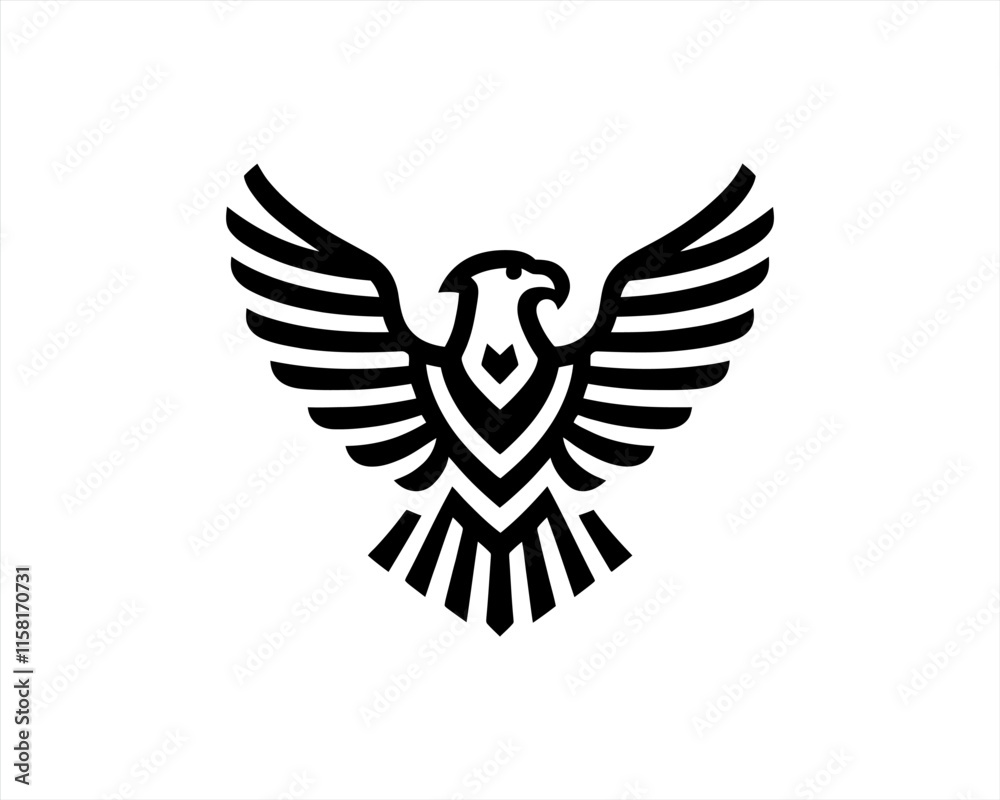 Fototapeta premium Eagle Logo Design Vector Template. Black and white silhouette eagle vector illustration.