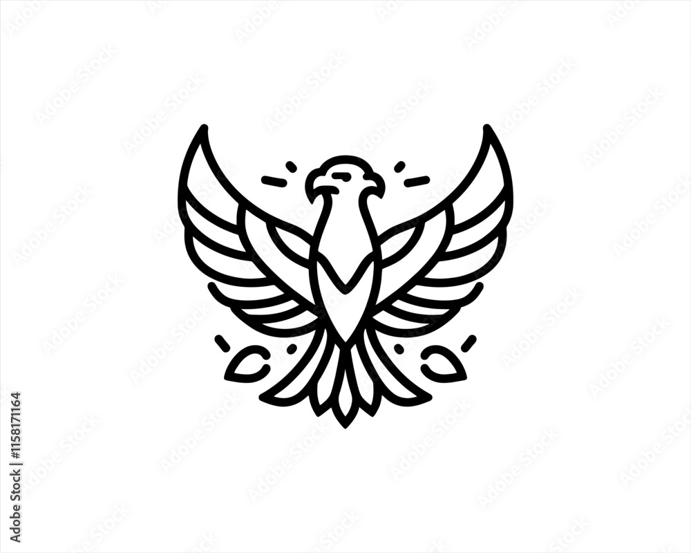 Obraz premium Eagle Logo Design Vector Template. Black and white silhouette eagle vector illustration.