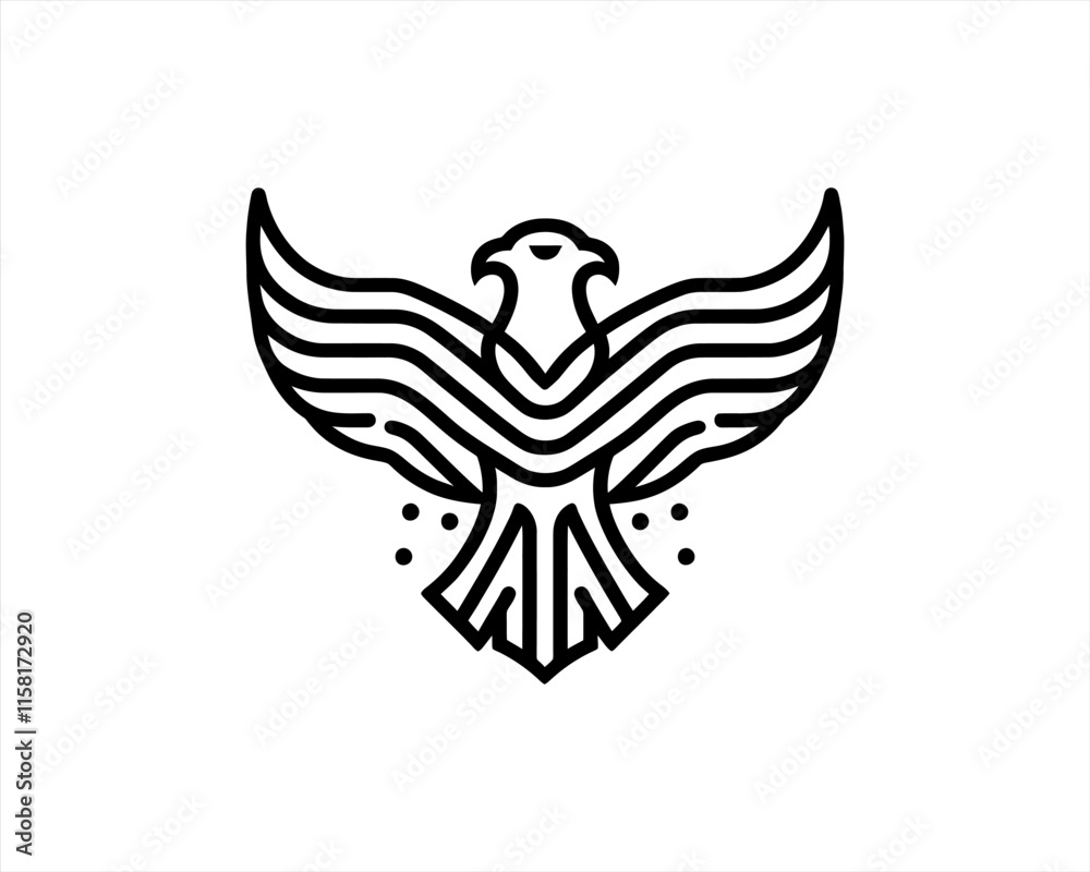 Eagle Logo Design Vector Template. Black and white silhouette eagle vector illustration. Eagle Logo Design Vector Template. Black and white silhouette eagle vector illustration.