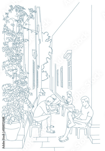 coffee shop in Hanoi ancient town - vietnam