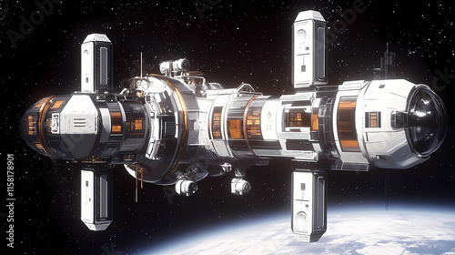 Futuristic space station hub. Aetherial. Illustration photo