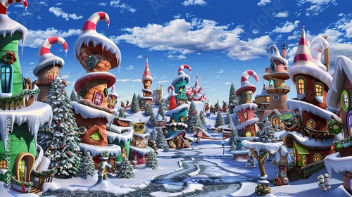 Cartoon Christmas village whoville fantasy photo