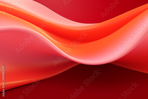 3D render of abstract, smooth, and flowing red and orange waves with a gradient of white highlights.