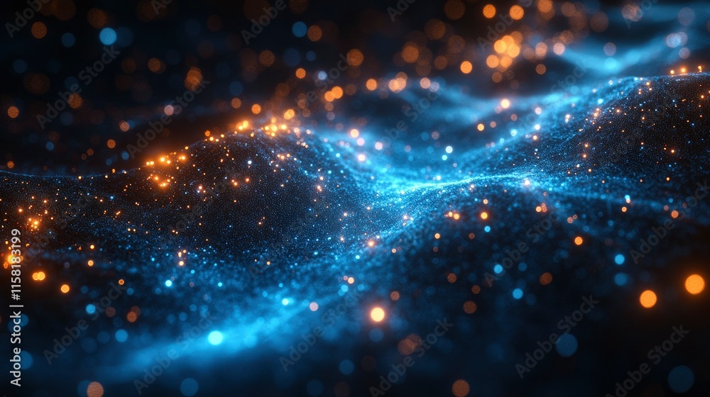 Abstract Blue and Orange Particle Wave Background Abstract Blue and Orange Particle Wave Background