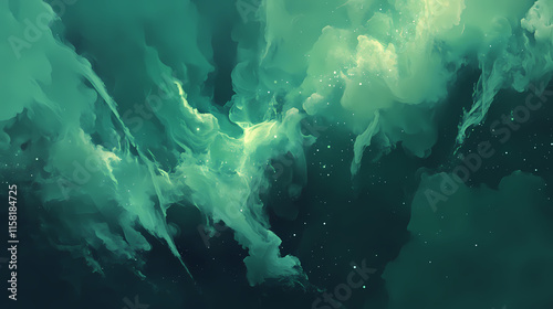 Abstract green smoke background illustration. Aetherial. Illustration photo