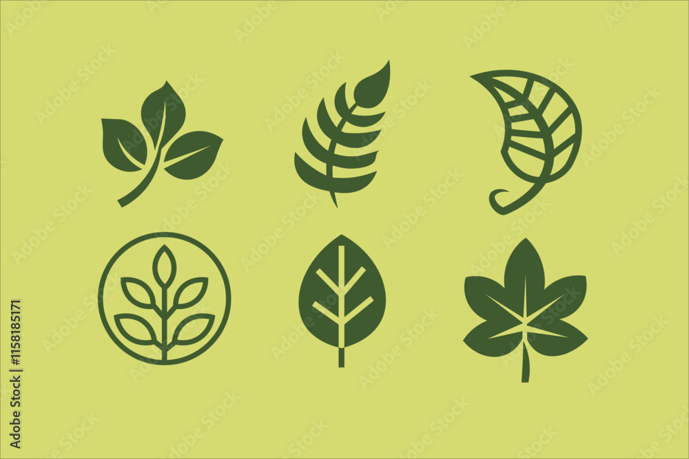 Fototapeta premium Leaf Icon set minimalist and simple