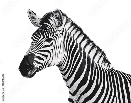 Wild Zebra in Safari Style Isolated on White Background