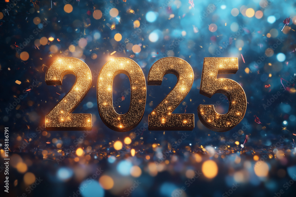 New Year's celebration background with golden numbers New Year's celebration background with golden numbers