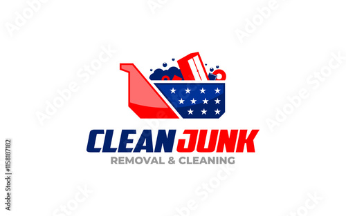 Illustration vector graphic of junk removal solution services logo design template