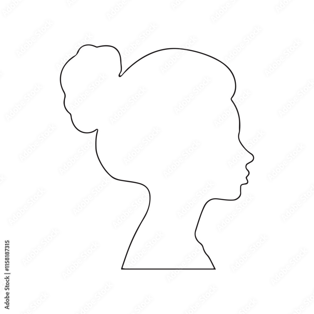 Graceful Silhouette of a Woman in Profile. Graceful Silhouette of a Woman in Profile.