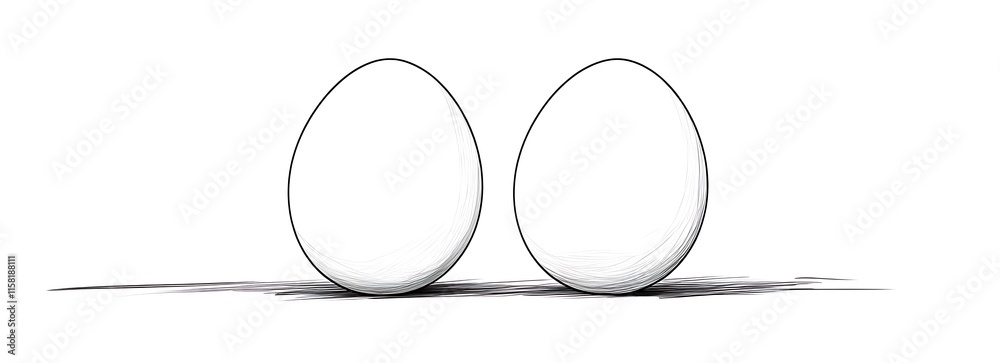 Simple line drawing of three easter eggs, easter background Simple line drawing of three easter eggs, easter background