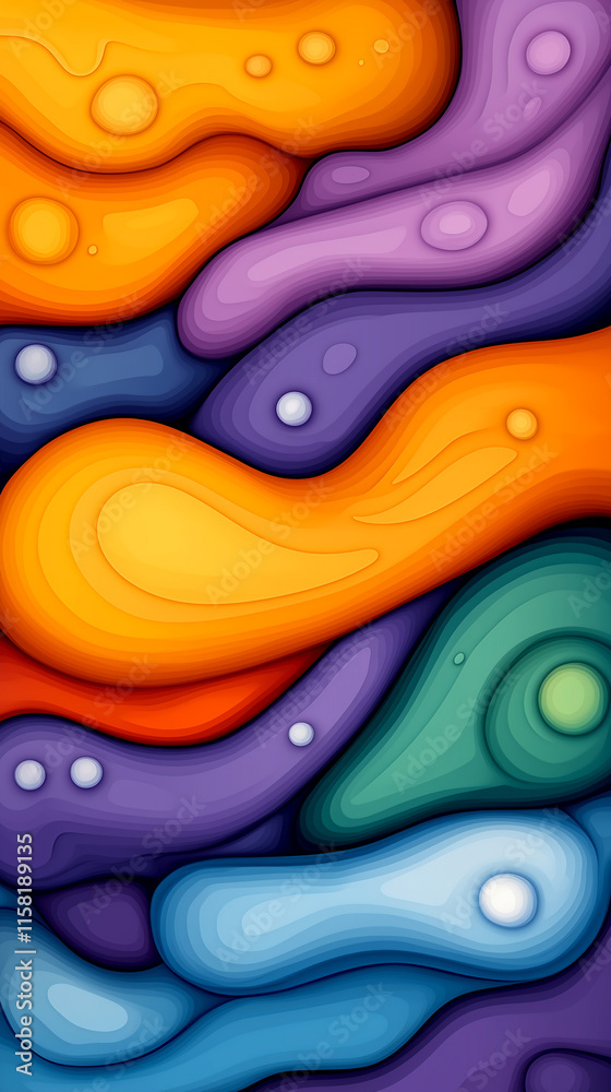 Obraz premium A colorful abstract painting with a lot of different colors and shapes. The painting has a lot of different shapes and colors, and it looks like it's made up of different pieces