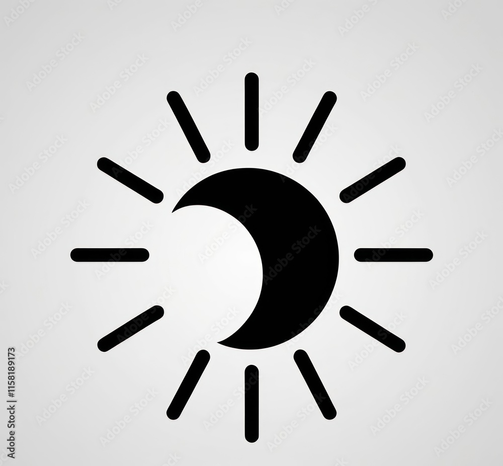 Crescent Moon Sunburst Design Abstract Icon Crescent Moon Sunburst Design Abstract Icon