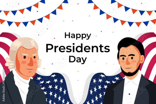 happy presidents day background illustration in flat design