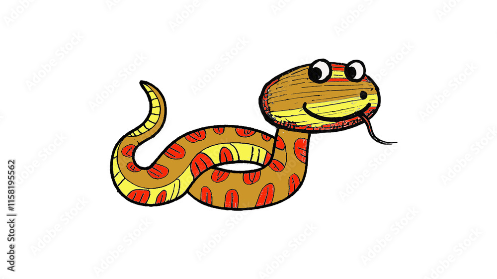 Obraz premium Wooden snake zodiac image, for Chinese New Year celebration. Year of the Snake in the lunar calendar. Cute snake