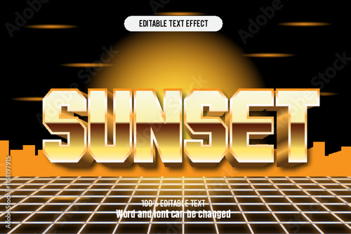 sunset editable text effect 3d emboss 90s