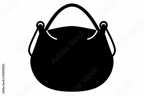 hobo bag black silhouette white background. 