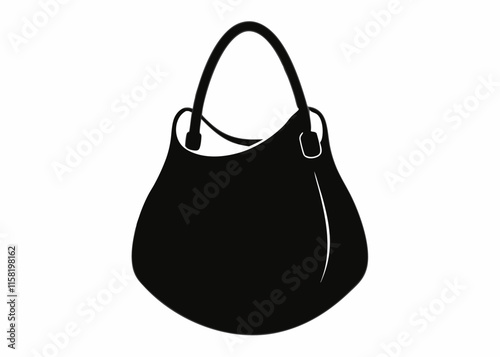 hobo bag black silhouette white background. 