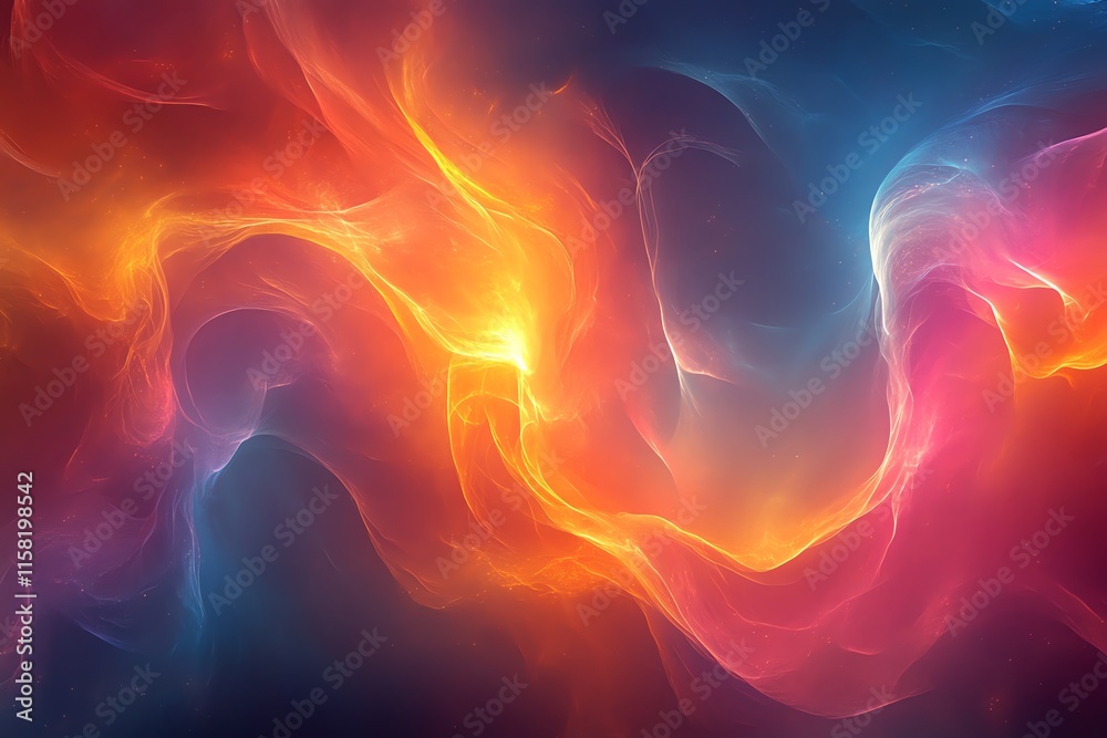 A vibrant abstract design featuring swirling colors of orange, pink, and blue. A vibrant abstract design featuring swirling colors of orange, pink, and blue.