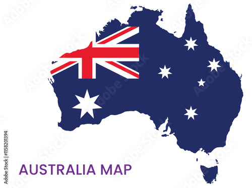 High detailed map of Australia. Outline map of Australia. Oceania