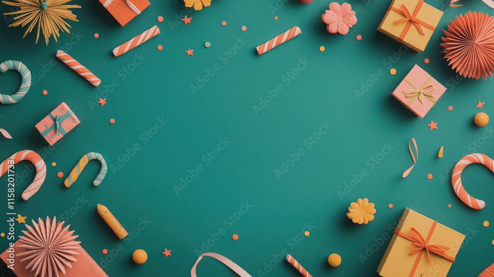 The candy canes are scattered all over the background The candy canes are scattered all over the background
