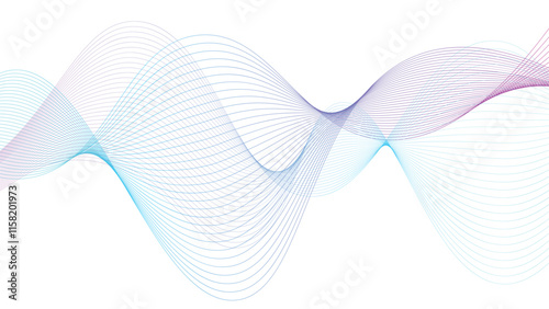 Dynamic blue line wave isolated on transparent background. Abstract sound visualization data. Digital structure of the wave flow of luminous particles