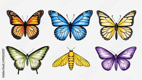 Wallpaper Mural Colorful Butterflies Moth Collection Nature Insects Spring Summer Wildlife Art Torontodigital.ca