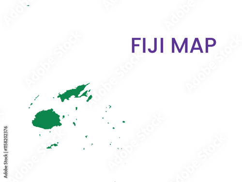 High detailed map of Fiji. Outline map of Fiji. Oceania