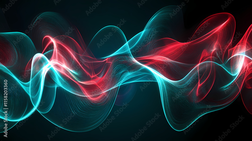 Fototapeta premium Abstract Red and Teal Energy Waves 